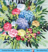 Ein Strauß Hortensien Rosen und mehr - 1 Cocktail Serviette